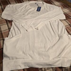 Kuotai White Long Sleeve Top with Pockets. Size Lg